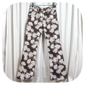 BDG Brown & White Stawberry Print Flared Bootcut Pants Sz 31 Unisex